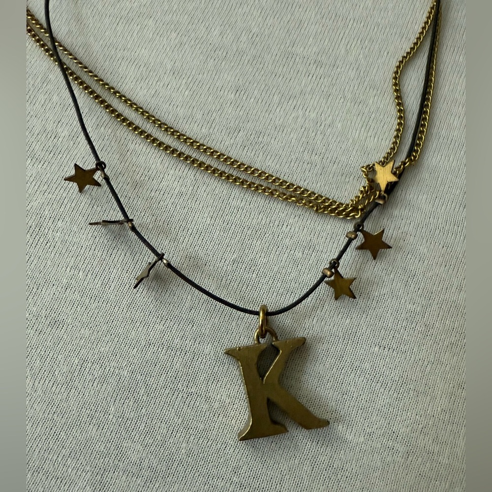 Anthropologie Gold-Tone Necklace with Initial Pendant “K”